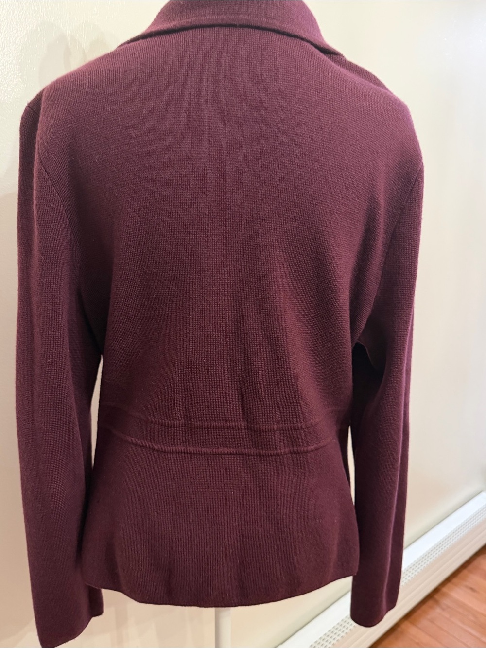 Talbots Plum Burgundy Textured Knit Blazer Jacket Size L - Picture 6 of 11